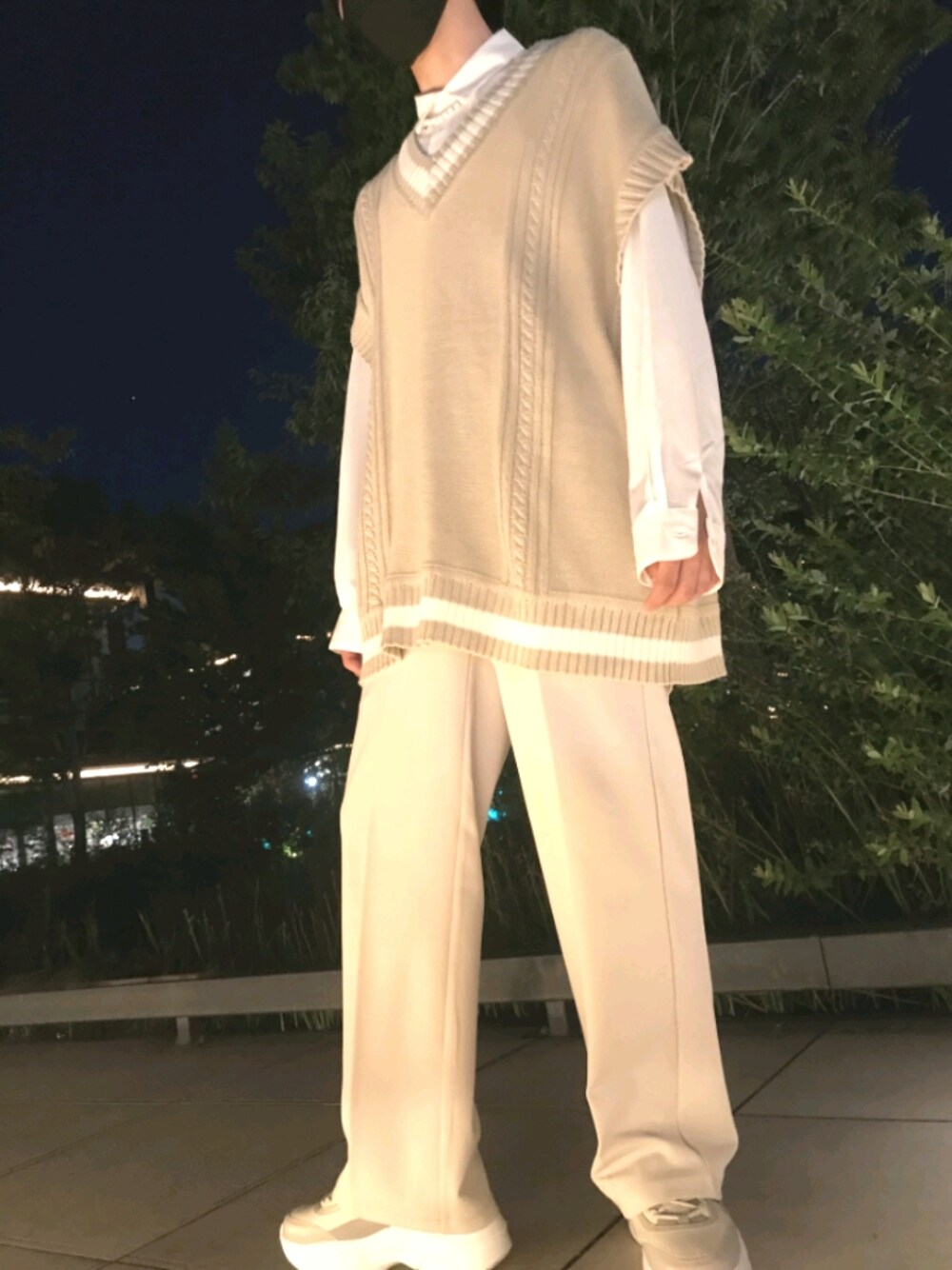 「カワイイ系男子、秋服準備はじめました、WEGO、低身長コーデ、コスパ、ベスト×シャツ」｜「GUのアイテム（スラックス、ベージュ系）」を使った、R【 相互 】さん（メンズ・165cm）の秋コーディネートの1枚目の写真