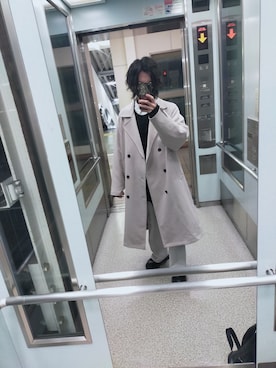 「JUNRED（ジュンレッド）のアイテム（トレンチコート）」を使った、R【 相互 】さん（メンズ・165cm）の冬コーディネート