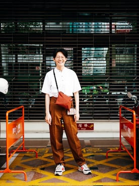 「MUJI Labo（ムジラボ）のアイテム（バッグ）」を使った、lunさん（メンズ・169cm）の春コーディネート