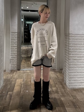 「JEANASIS（ジーナシス）のルーズFITロングブーツ/581263（ブーツ）」を使った、おはさん（レディース・162cm）の秋コーディネート