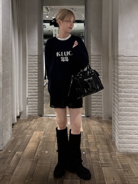 「JEANASIS（ジーナシス）のルーズFITロングブーツ/581263（ブーツ）」を使った、おはさん（レディース・162cm）の秋コーディネート