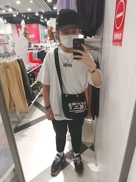 「Bershka（ベルシュカ）のアイテム（キャップ、ブラック系）」を使った、Spencer Cheungさん（メンズ・170cm）の夏コーディネート