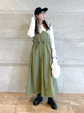 shinoharakiyokaさんの「カーゴナイロンキャミワンピース」を使ったコーディネート