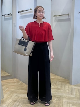 「E'POR（エポール）の【E'POR】BOAT BAG Medium/撥水・軽量・26SS新色（トートバッグ、ベージュ系）」を使った、MIYUKIさん（レディース・164cm）の春コーディネート
