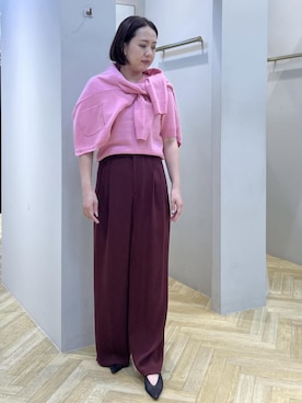 「ROPE'（ロペ）の【洗える・カセット服】ライトトリアセイージーワイドパンツ/お仕事・通勤・セットアップ対応（その他パンツ）」を使った、MIYUKIさん（レディース・164cm）の秋コーディネート