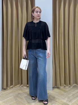 「ROPE'（ロペ）の【E'POR】BAMBOO BAG Mini/超軽量・26SS（ハンドバッグ、ホワイト系）」を使った、MIYUKIさん（レディース・164cm）の春コーディネート