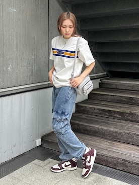 「みんなの白Tフェス」｜「アイテム（スウェットパンツ）」を使った、amisaさん（レディース・159cm）の夏コーディネート