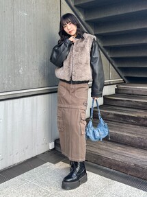 ジャケット・アウター X girl FAUX FUR CONVERTIBLE JACKET X-girl（エックスガール）の「FAUX FUR CONVERTIBLE JACKET