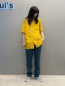 「柄シャツコーデ」｜「アイテム（スラックス）」を使った、Lilyeeさん（レディース・157cm）の夏コーディネート