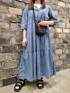 「rps（アールピーエス）のアイテム（ワンピース）」を使った、まつ子さん（レディース・157cm）の夏コーディネート