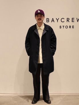 「JOURNAL STANDARD（ジャーナルスタンダード）のチェック リバーシブル ステンカラー コート（ステンカラーコート、ブルー系）」を使った、jk090133さん（メンズ）の冬コーディネート