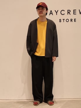 「JOURNAL STANDARD（ジャーナルスタンダード）のTR スラブ トロ カーディガン（その他アウター、グレー系）」を使った、jk090133さん（メンズ）の春コーディネート