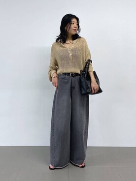 「BABYLONE（バビロン）のバレルレッグデニムパンツ（デニムパンツ）」を使った、babylonemizuhoさん（レディース・166cm・20代）の春コーディネート