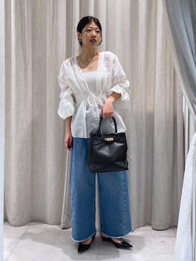 「BABYLONE（バビロン）のバレルレッグデニムパンツ（デニムパンツ）」を使った、babylonemizuhoさん（レディース・166cm）の春コーディネート