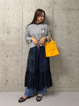 「Mila Owen（ミラオーウェン）のアイテム（デニムパンツ）」を使った、Mila Owenさん（レディース・152cm）の夏コーディネート