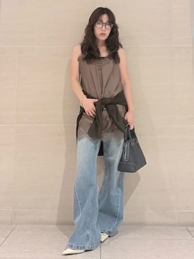 「シャツブラウス」｜Mila Owenさん（レディース・155cm）の夏コーディネート