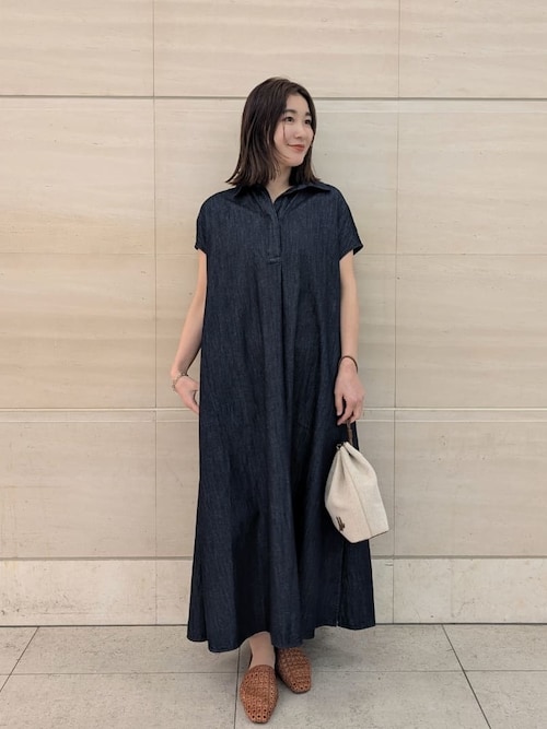 ミラオーウェン スキッパーカラーAラインデニムワンピースインディゴ【新品未使用】 Mila Owen｜スキッパーカラーAラインデニムワンピース | Rakuten