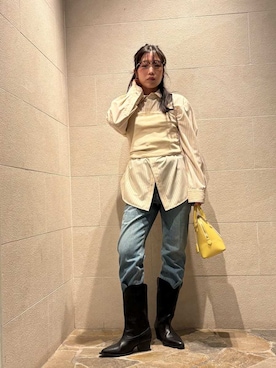 「シャツブラウス」｜Mila Owenさん（レディース・155cm）の春コーディネート