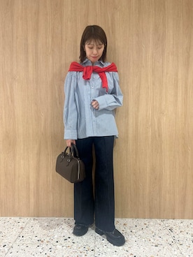 「シャツブラウス」｜Mila Owenさん（レディース・161cm）の冬コーディネート