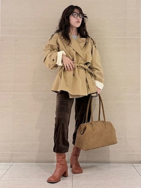 「Mila Owen（ミラオーウェン）のアイテム（その他パンツ）」を使った、Mila Owenさん（レディース・155cm）の秋コーディネート