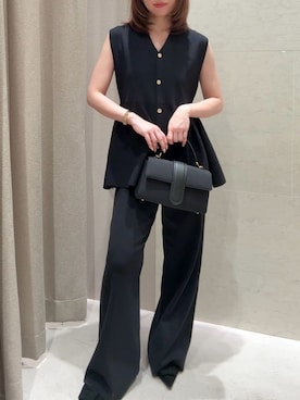 「Mila Owen（ミラオーウェン）のショルダー付きハンドバッグ（ショルダーバッグ、ブラック系）」を使った、Mila Owenさんの春コーディネート