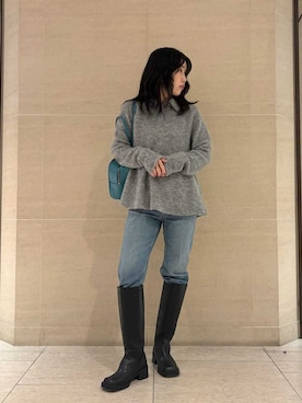 「アイテム（ポロシャツ）」を使った、Mila Owenさん（レディース・155cm）の秋コーディネート