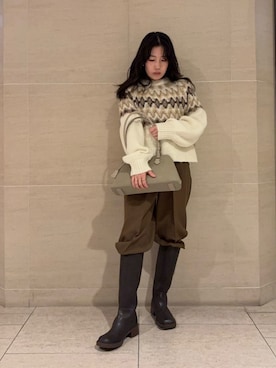 「Mila Owen（ミラオーウェン）のアイテム（ブーツ）」を使った、Mila Owenさん（レディース・155cm）の秋コーディネート