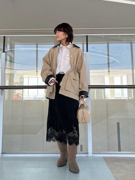 「シャツブラウス」｜Mila Owenさん（レディース・160cm）の春コーディネート