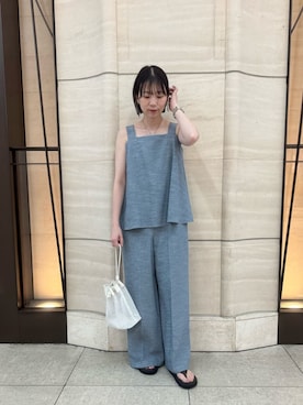 「アイテム（つなぎ/オールインワン）」を使った、Mila Owenさん（レディース・153cm）の夏コーディネート