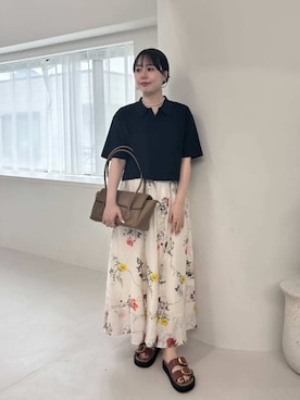 「ニットワンピース」｜「アイテム（イエロー系）」を使った、Mila Owenさん（レディース・163cm）の春コーディネート