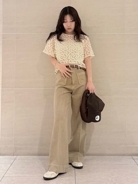 「シャツブラウス」｜Mila Owenさん（レディース・155cm）の夏コーディネート