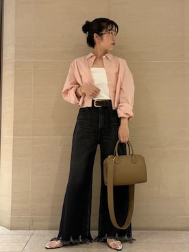 「アイテム（チューブトップ）」を使った、Mila Owenさん（レディース・155cm）の夏コーディネート