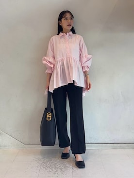 「シャツブラウス」｜Mila Owenさん（レディース・158cm）の春コーディネート