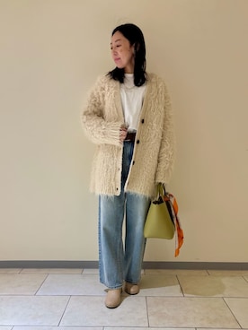 「アイテム（バンダナ/スカーフ）」を使った、Mila Owenさん（レディース・154cm）の秋コーディネート