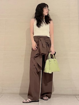 「シャツブラウス」｜Mila Owenさん（レディース・155cm）の夏コーディネート