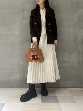 「Mila Owen（ミラオーウェン）のアイテム（スカート）」を使った、Mila Owenさん（レディース・159cm）の冬コーディネート
