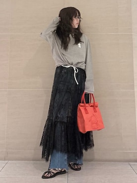 「Mila Owen（ミラオーウェン）のアイテム（デニムパンツ）」を使った、Mila Owenさん（レディース・155cm）の夏コーディネート