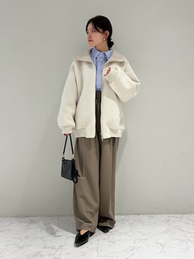 「Mila Owen（ミラオーウェン）のアイテム（ブルゾン）」を使った、Mila Owenさん（レディース・155cm）の冬コーディネート