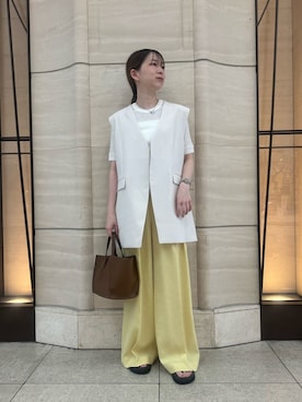 「骨格ウェーブ」｜「アイテム（ベスト）」を使った、Mila Owenさん（レディース・153cm）の夏コーディネート