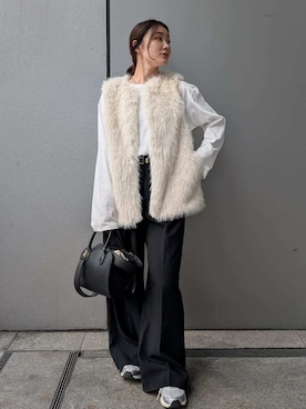 「ファー」｜Mila Owenさん（レディース・156cm）の夏コーディネート