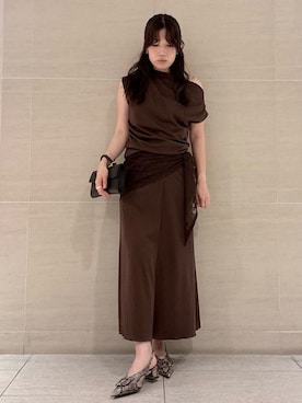 「シャツブラウス」｜Mila Owenさん（レディース・155cm）の夏コーディネート