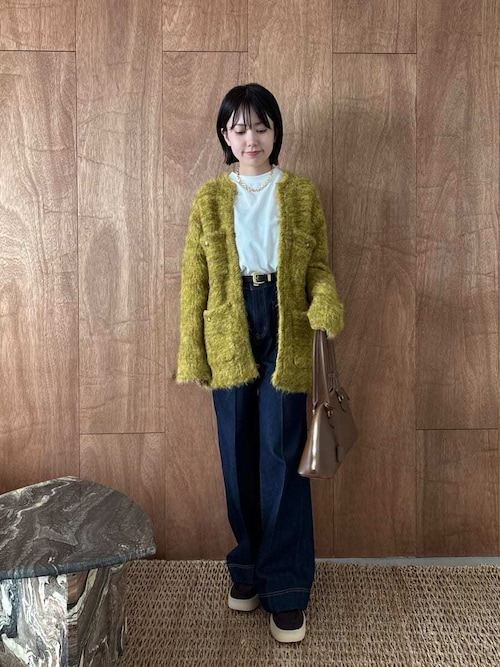 金釦ラメシャギーツイードニットジャケット（ノーカラージャケット