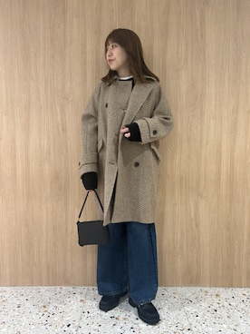 「女子会」｜「アイテム（ステンカラーコート）」を使った、Mila Owenさん（レディース・161cm）の冬コーディネート