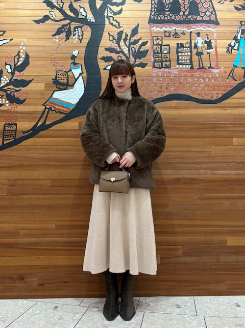 セール】タートルネックリブニットフレアワンピース（ワンピース