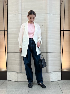 「Mila Owen（ミラオーウェン）のアイテム（ジャケット/アウター）」を使った、Mila Owenさん（レディース・158cm）の春コーディネート