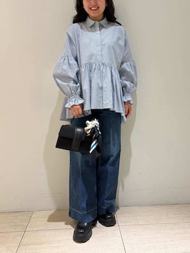 「シャツブラウス」｜Mila Owenさん（レディース・161cm）の春コーディネート