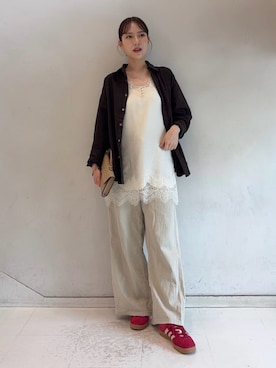 「シャツブラウス」｜Mila Owenさん（レディース・158cm）の夏コーディネート