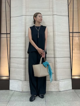 「アイテム（パンツドレス）」を使った、Mila Owenさん（レディース・158cm）の夏コーディネート