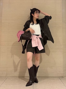 「シャツブラウス」｜Mila Owenさん（レディース・155cm）の春コーディネート