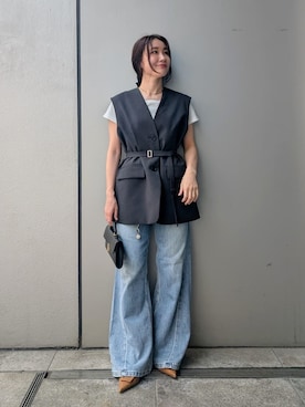 「Mila Owen（ミラオーウェン）のアイテム（デニムパンツ）」を使った、Mila Owenさん（レディース・156cm）の夏コーディネート